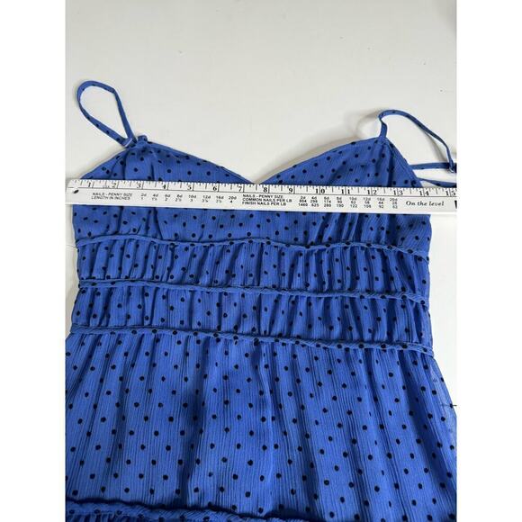 Talulah Dress Midi Tiered Polka Dot Blue Black Size‎ Small - Picture 9 of 10